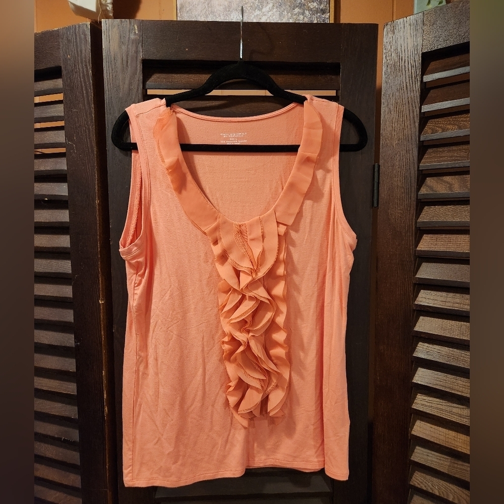 Philosophy Peach Ruffle Front Sleeveless Top
